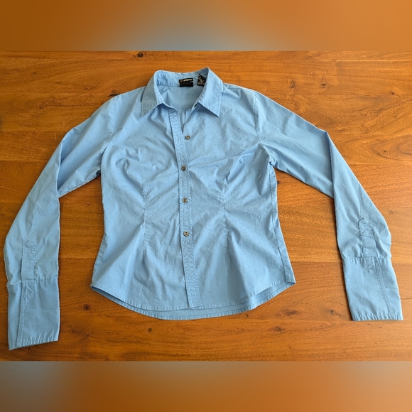 New York & Company Tops - New York & Company City Stretch Sky Blue Shirt - Womens Medium